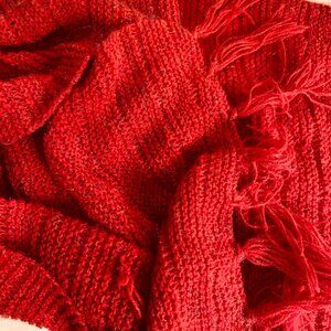 Hand knitted scarf made with love, soft shimmering yarn